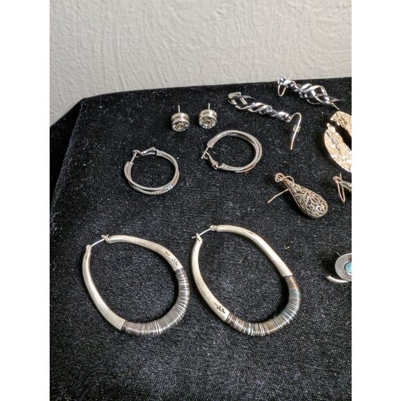 Fourteen Silver Tone Red White Blue Theme Pierced Earring Jewelry Lot - Picture 3 of 15